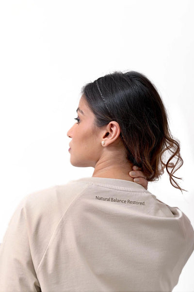 Premium Organic Cotton Tee for Women | Soft Everyday T-Shirt – Womens T-Shirt on Brown Living™. SKU: W-RAGLAN-BEG-M1. Img 1.