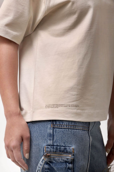 Premium Organic Cotton Tee for Women | Soft Everyday T-Shirt – Womens T-Shirt on Brown Living™. SKU: W-RAGLAN-BEG-S1. Img 3.