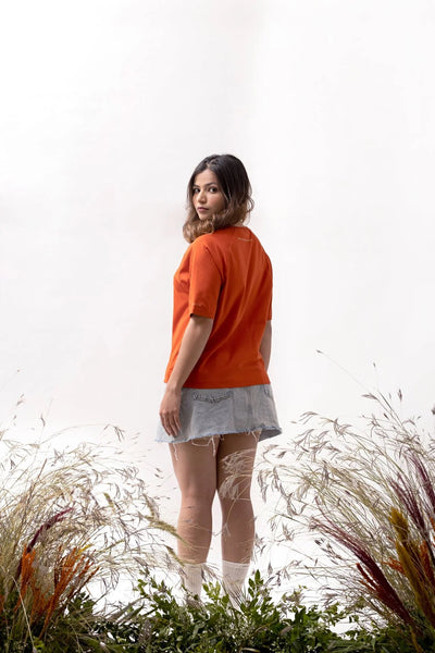Premium Organic Cotton Tee for Women | Soft Everyday T-Shirt – Womens T-Shirt on Brown Living™. SKU: W-RAGLAN-RED-S11. Img 8.