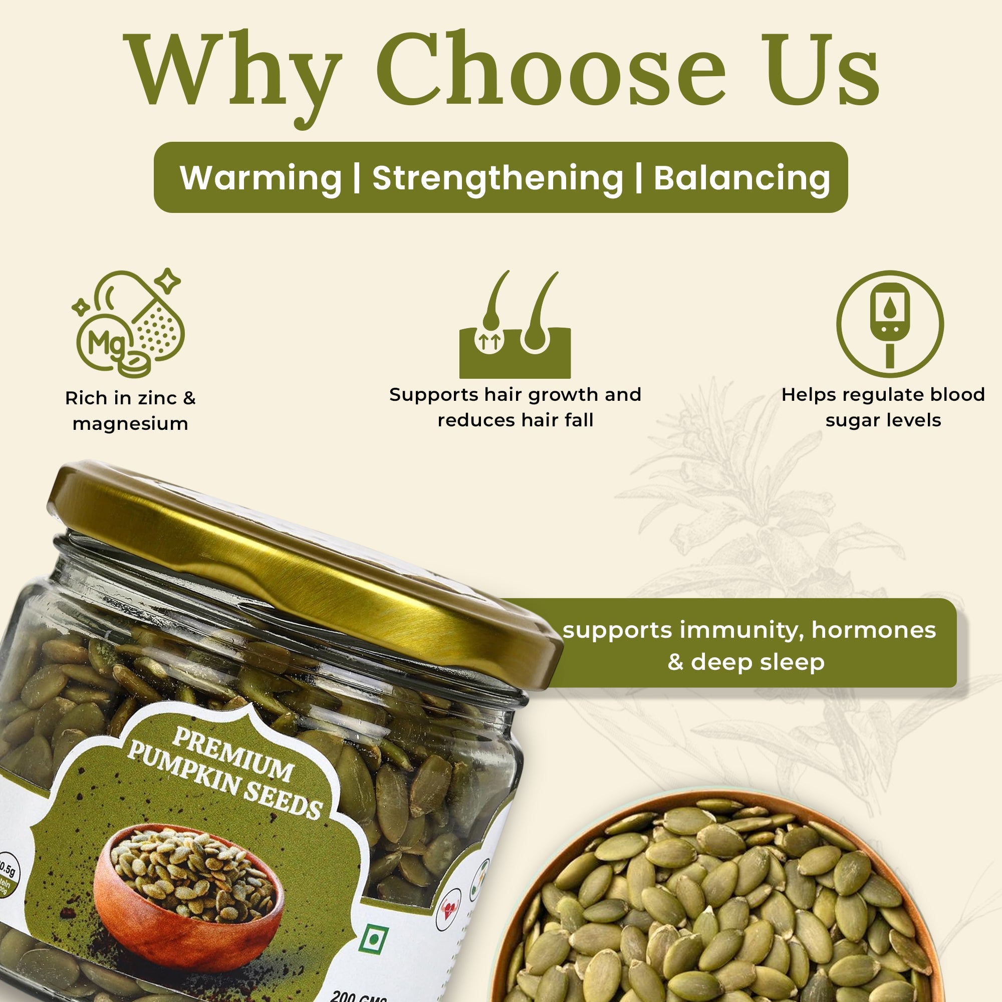 Premium Pumpkin Seeds 200g | Natural High Protein Seeds – Dried Fruits, Nuts & Seeds on Brown Living™. SKU: ARNAS-2. Img 8.