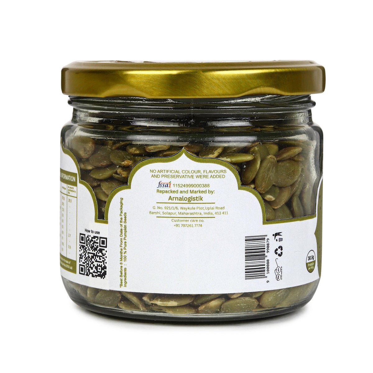 Premium Pumpkin Seeds 200g | Natural High Protein Seeds – Dried Fruits, Nuts & Seeds on Brown Living™. SKU: ARNAS-2. Img 4.