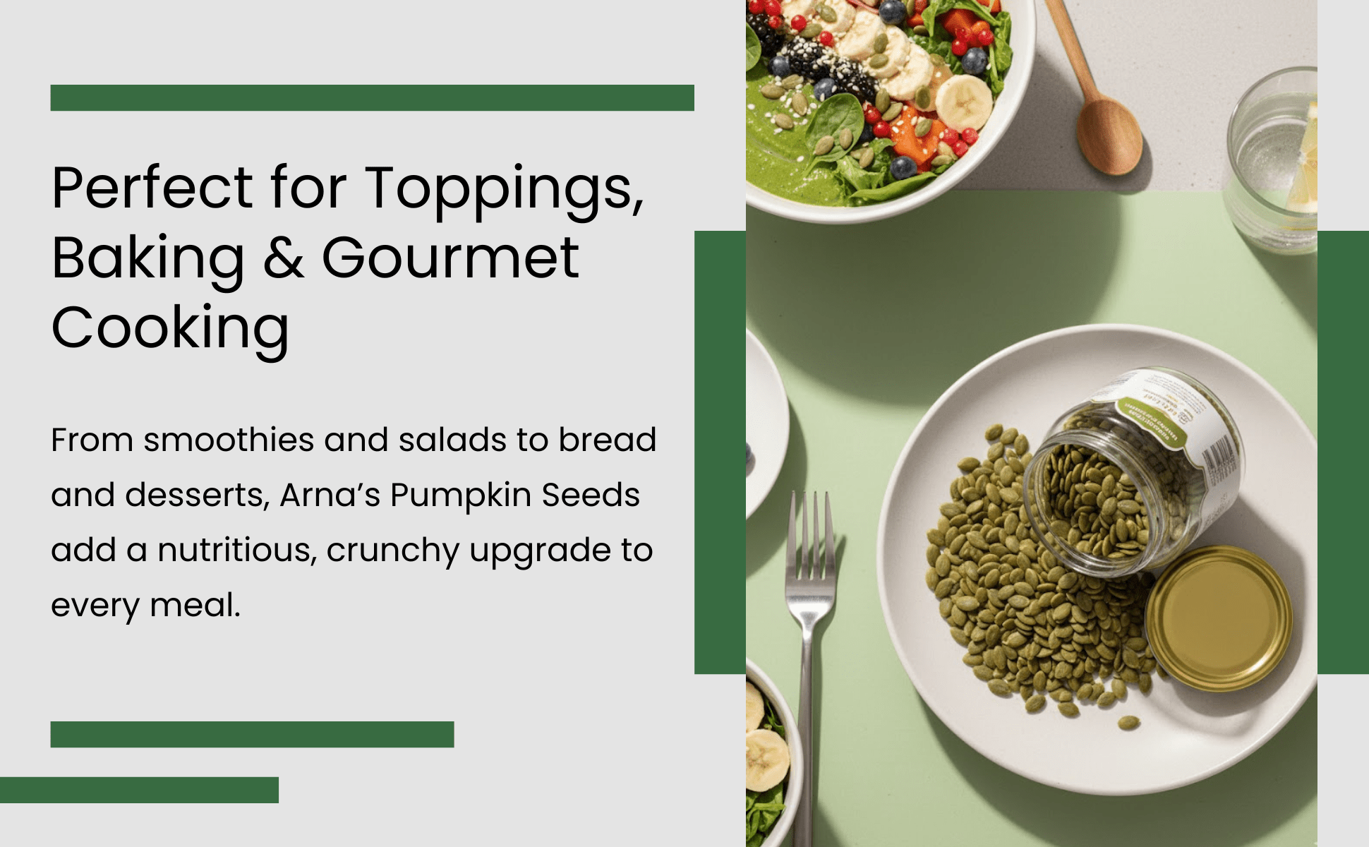 Premium Pumpkin Seeds 200g | Natural High Protein Seeds – Dried Fruits, Nuts & Seeds on Brown Living™. SKU: ARNAS-2. Img 6.