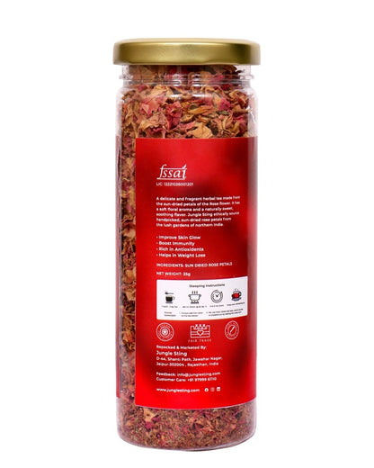 Premium Rose Petal Tea | Aromatic Herbal Tea for Skin Glow & Digestion – Tea by JUNGLE STING available on Brown Living™. . SKU: JSROSETEA. Img 2.