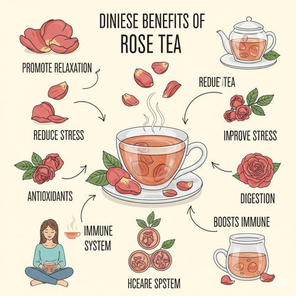 Premium Rose Petal Tea | Aromatic Herbal Tea for Skin Glow & Digestion – Tea by JUNGLE STING available on Brown Living™. . SKU: JSROSETEA. Img 5.