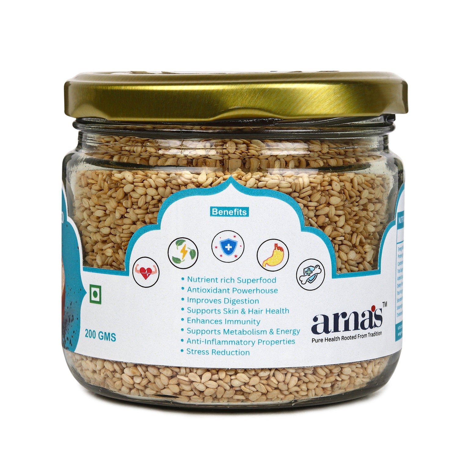 Premium Sesame Seeds 200g | Natural Protein Rich Seeds – Dried Fruits, Nuts & Seeds on Brown Living™. SKU: ARNAS-6. Img 2.