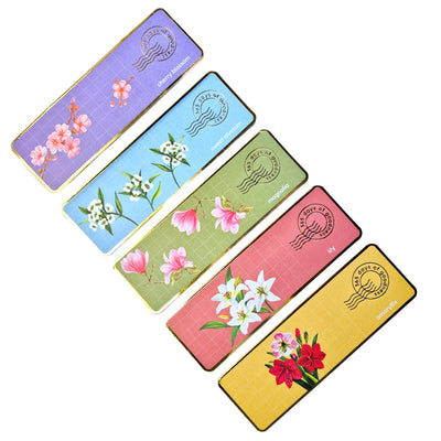 Premium Textured Bookmarks | Floral Collection | Set of 5 – Bookmarks on Brown Living™. SKU: BM01A. Img 1.