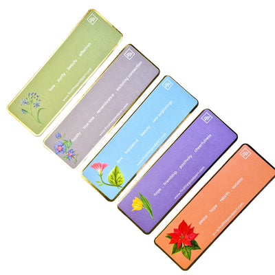 Premium Textured Bookmarks | Floral Collection | Set of 5 – Bookmarks on Brown Living™. SKU: BM01C. Img 2.