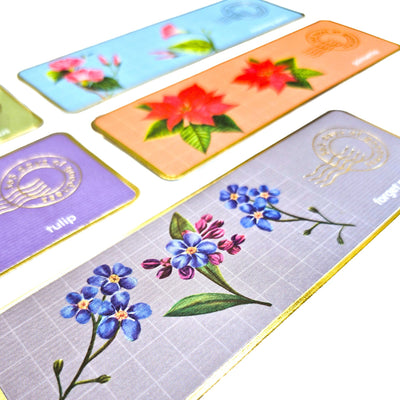 Premium Textured Bookmarks | Floral Collection | Set of 5 – Bookmarks on Brown Living™. SKU: BM01C. Img 3.