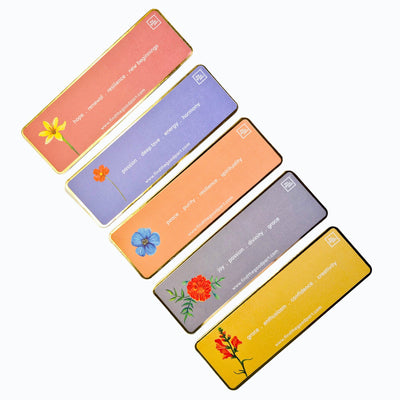 Premium Textured Floral Bookmarks Set of 5 – Bookmarks on Brown Living™. SKU: BM01B. Img 2.