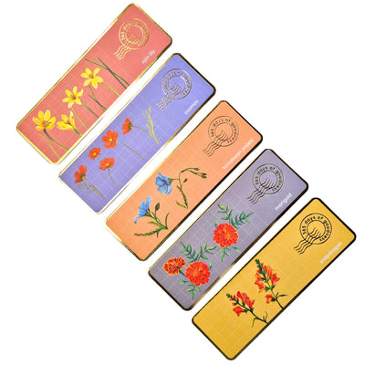 Premium Textured Floral Bookmarks Set of 5 – Bookmarks on Brown Living™. SKU: BM01B. Img 1.