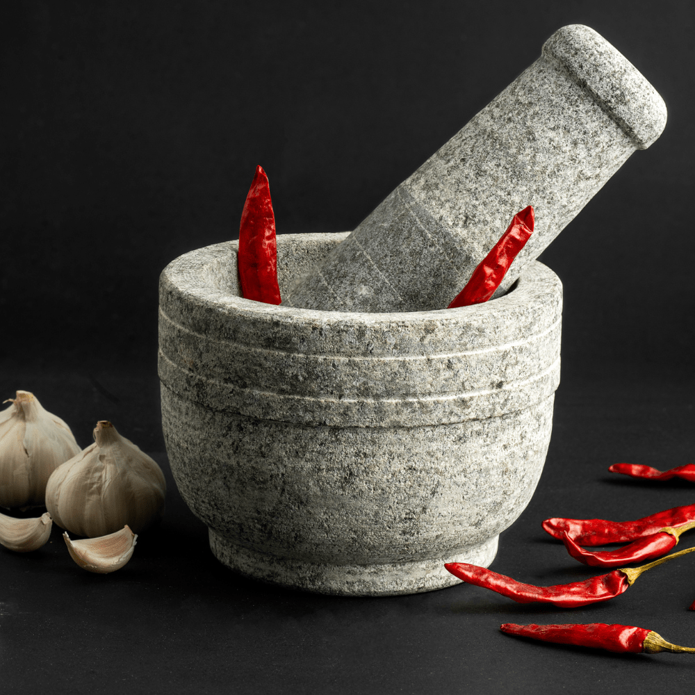 Premium Uthukuli Stone Mortar and Pestle (Extra Large) – Kitchen Tools on Brown Living™. SKU: MP - 6 - packof1. Img 2.