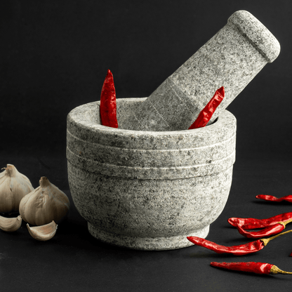 Premium Uthukuli Stone Mortar and Pestle (Extra Large) – Kitchen Tools on Brown Living™. SKU: MP - 6 - packof1. Img 2.