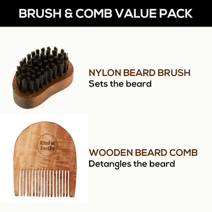 Premium Wooden Beard Brush & Comb Combo Kit for Grooming – Beard Brush on Brown Living™. SKU: KOE019-BB-BC. Img 4.