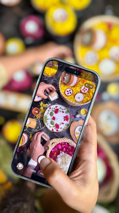 Pressed Flower Lotus Brass Urli Diya – Decorative Festive Lamp – Candles & Fragrances on Brown Living™. SKU: GRBR02. Img 3.