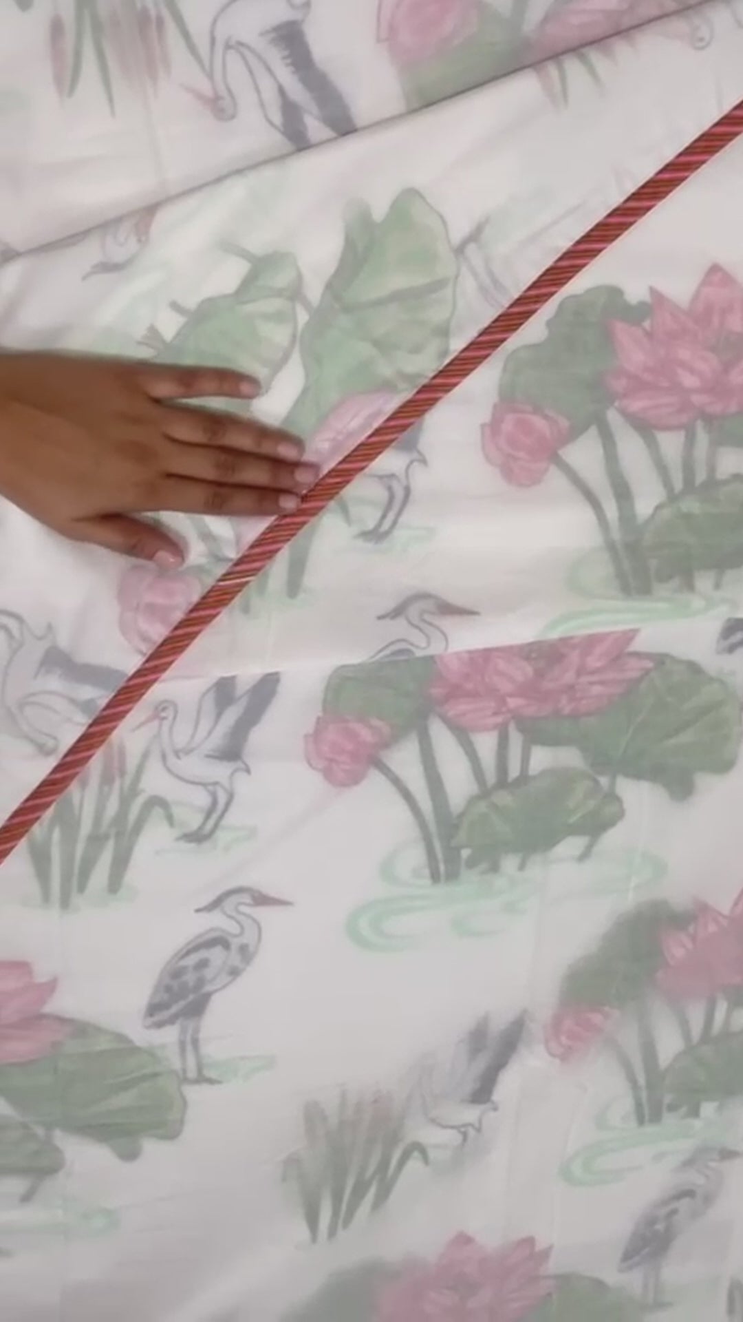 Load video: Lotus Print Cotton Dohar | Soft Summer Blanket