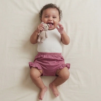 Herb Dyed Baby Shorts With Ruffle Details
