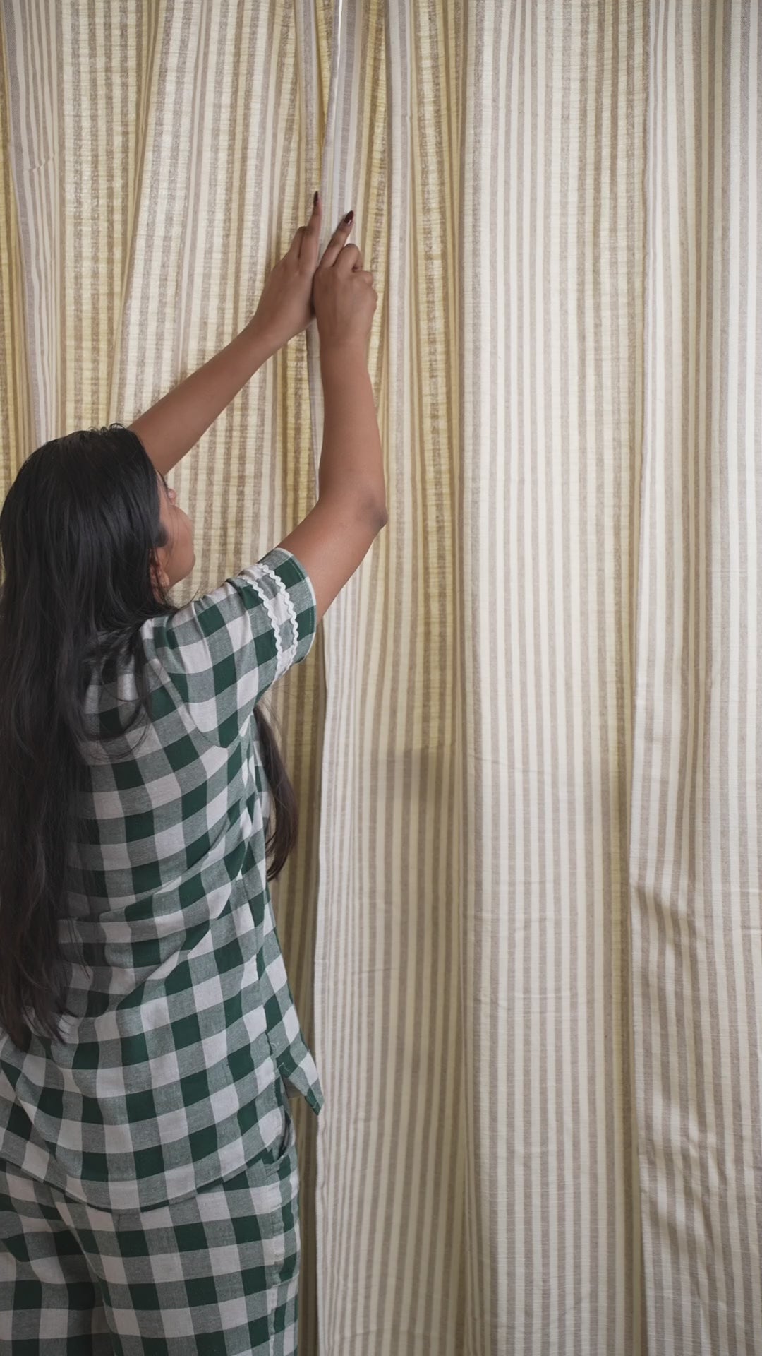 Soft Cotton Striped Curtains For Living & Bedroom | Window Drapes