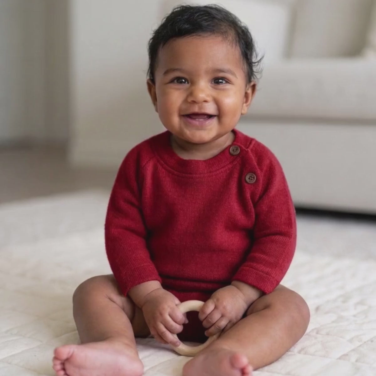 Pure Wool Full Sleeved Baby Tee | Herbal Dyed with Sacred Lotus