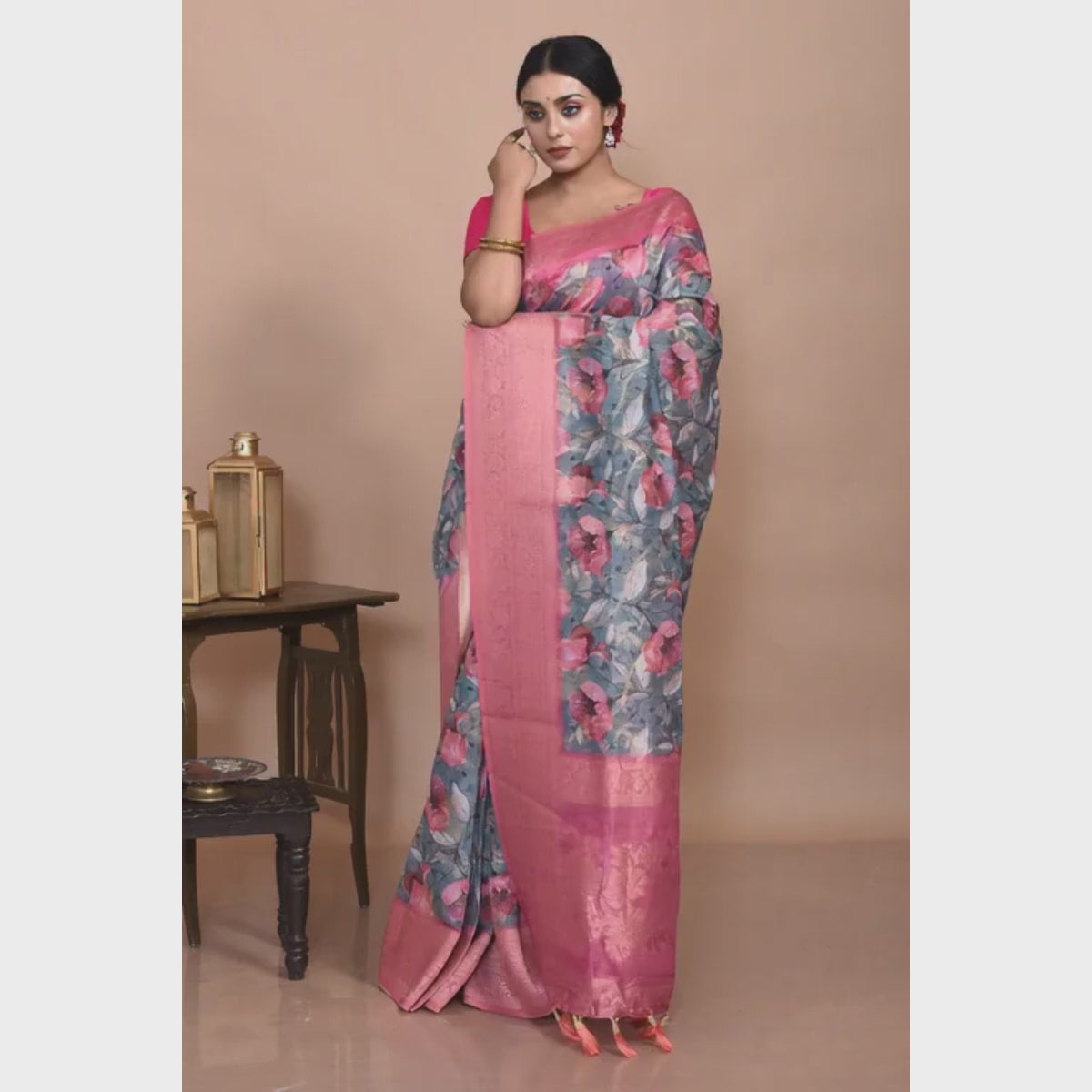 Elegant Bengal Muslin Silk Saree – Traditional Wear