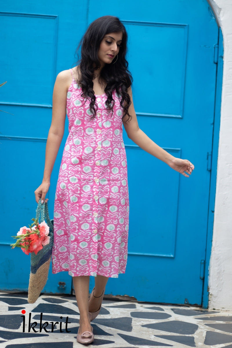 Primrose Handblock Print Cotton Dress | Verified Sustainable Womens Dress on Brown Living™