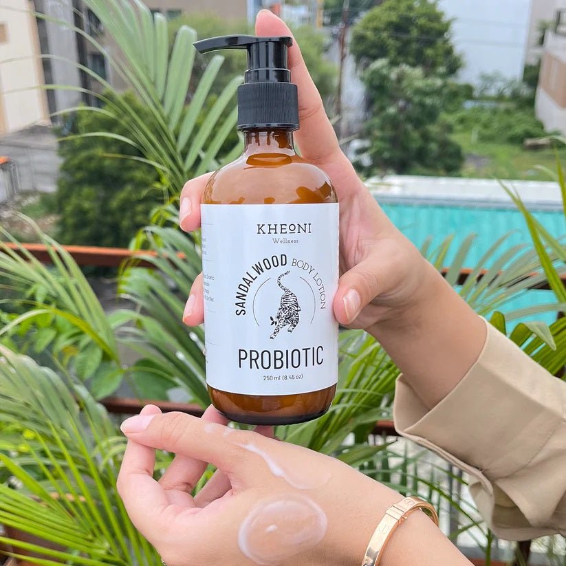 Probiotic Sandalwood Body Lotion – Body Lotion on Brown Living™. SKU: kh_probsndlBL_01. Img 3.