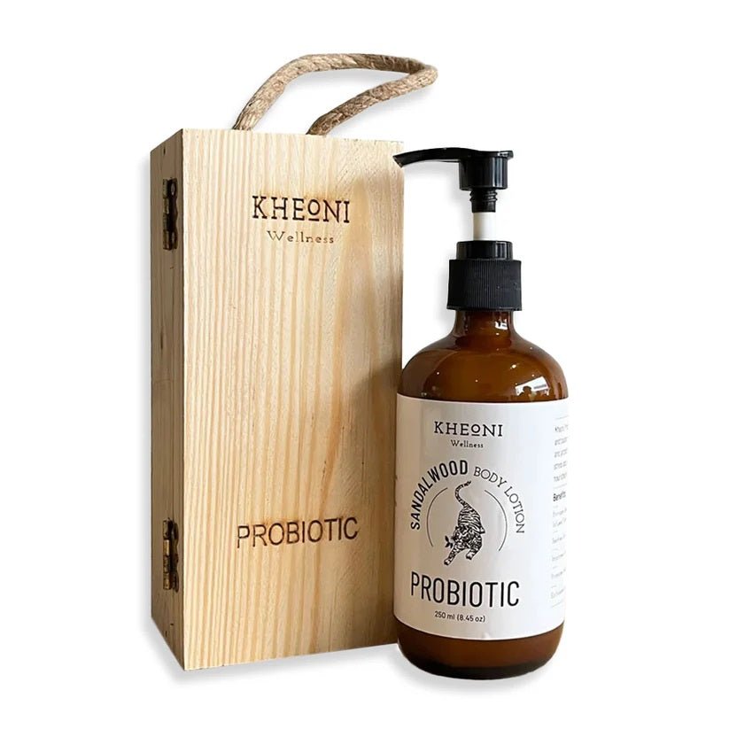 Probiotic Sandalwood Body Lotion – Body Lotion on Brown Living™. SKU: kh_probsndlBL_01. Img 1.