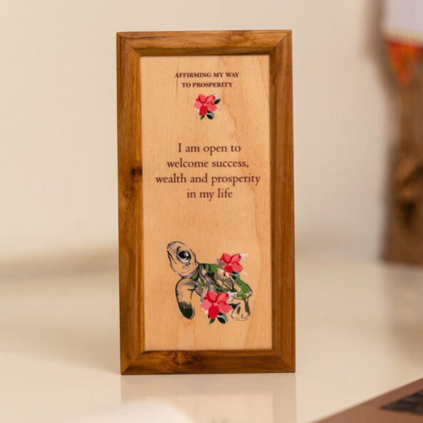 Prosperity- Affirmation Wooden Slab | Verified Sustainable Yoga Block on Brown Living™
