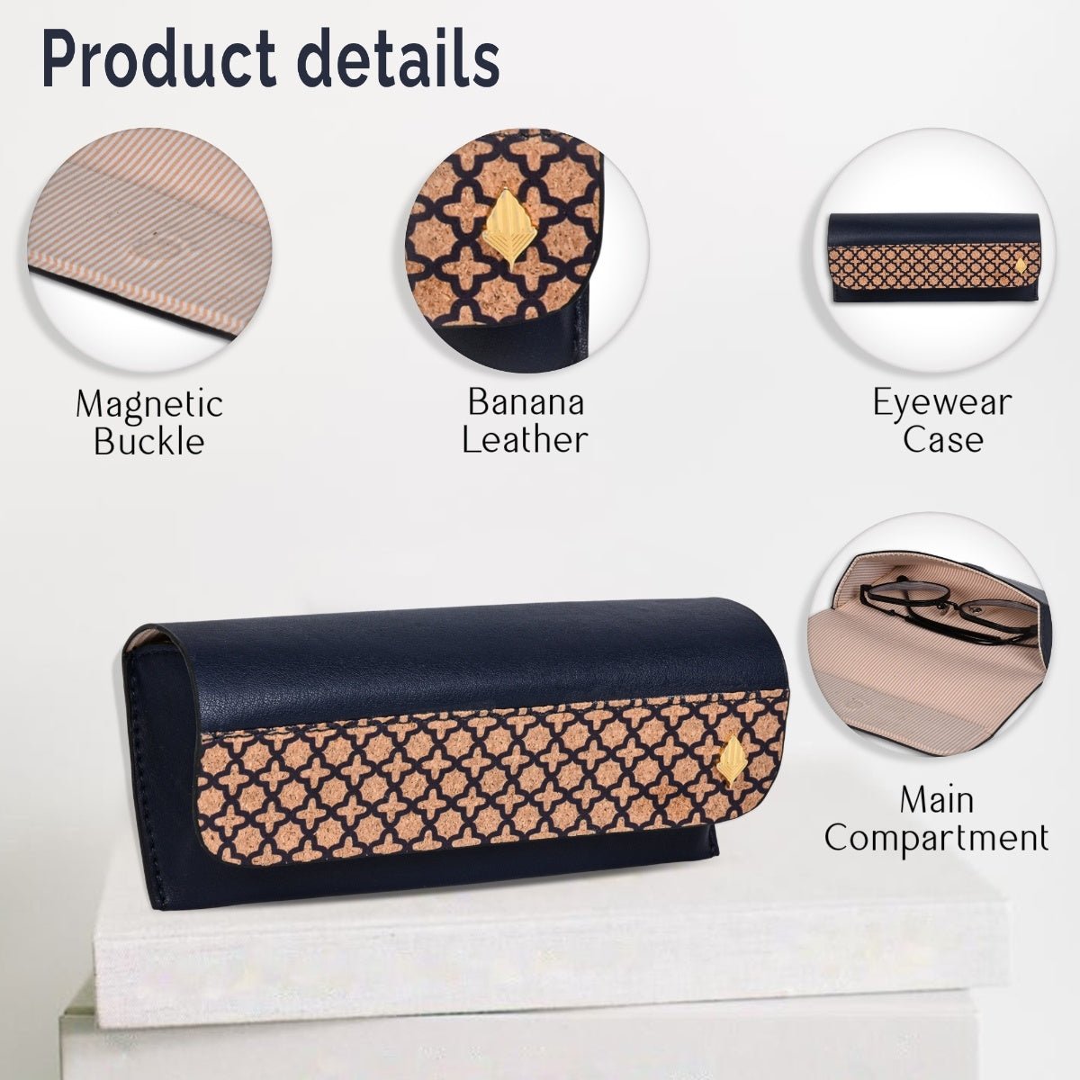 Protective Eyewear Case – Vegan Leather & Printed Cork (Black) – Travel Accessories on Brown Living™. SKU: CPEGH001. Img 9.