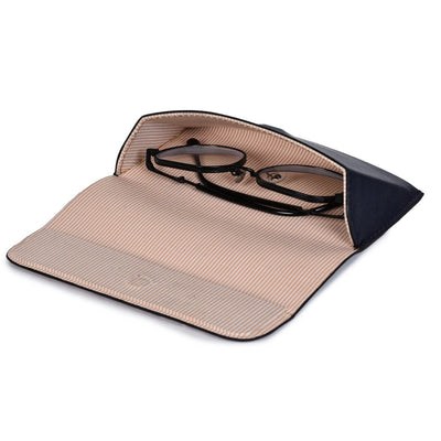 Protective Eyewear Case – Vegan Leather & Printed Cork (Black) – Travel Accessories on Brown Living™. SKU: CPEGH001. Img 6.