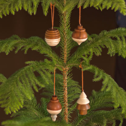 Handmade Wooden Christmas Tree Hanging Ornaments | Set of 4 | Verified Sustainable by Brown Living™