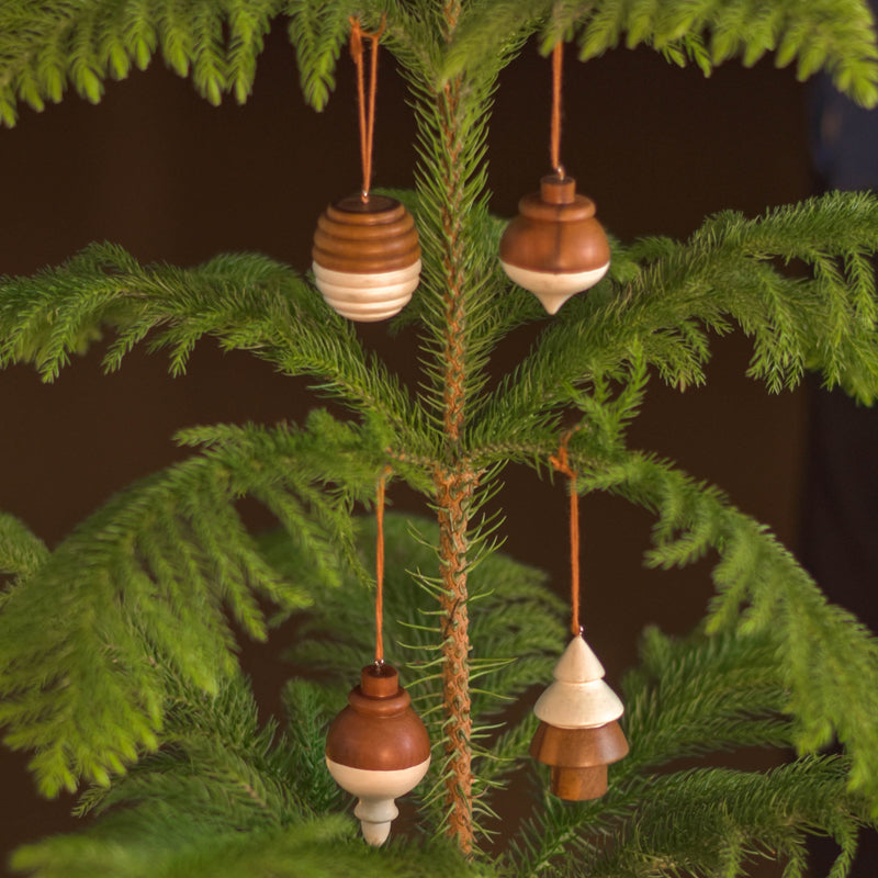 Buy Handmade Wooden Christmas Tree Hanging Ornaments | Set of 4 | Shop Verified Sustainable Decor & Artefacts on Brown Living™