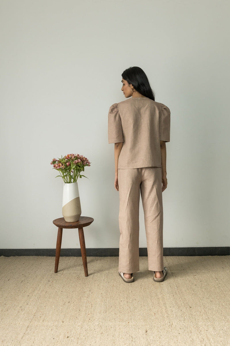 Puff Sleeve Wrap Hemp Cotton Top | Verified Sustainable by Brown Living™