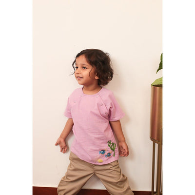 Puffin Puffers Raglan Shirt | Cute Pink Cotton Shirt for Kids – Kids Daywear Sets on Brown Living™. SKU: MCBL22. Img 1.