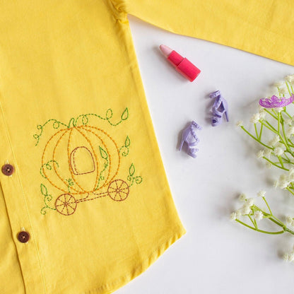 Pumpkin Carriage Embroidered Organic Cotton Shirt - Yellow | Verified Sustainable by Brown Living™