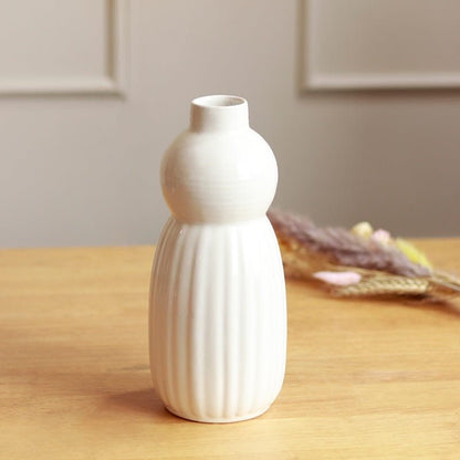 Pumpkin Ceramic Vase with Dried Aira Bunch | Verified Sustainable by Brown Living™