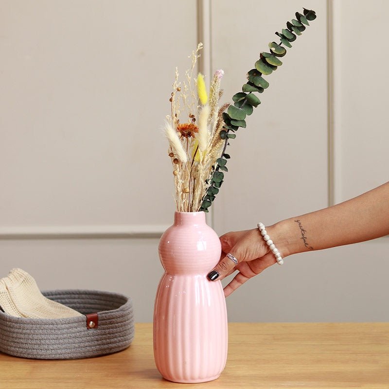 Pumpkin Ceramic Vase with Dried Bliss Bunch | Verified Sustainable by Brown Living™