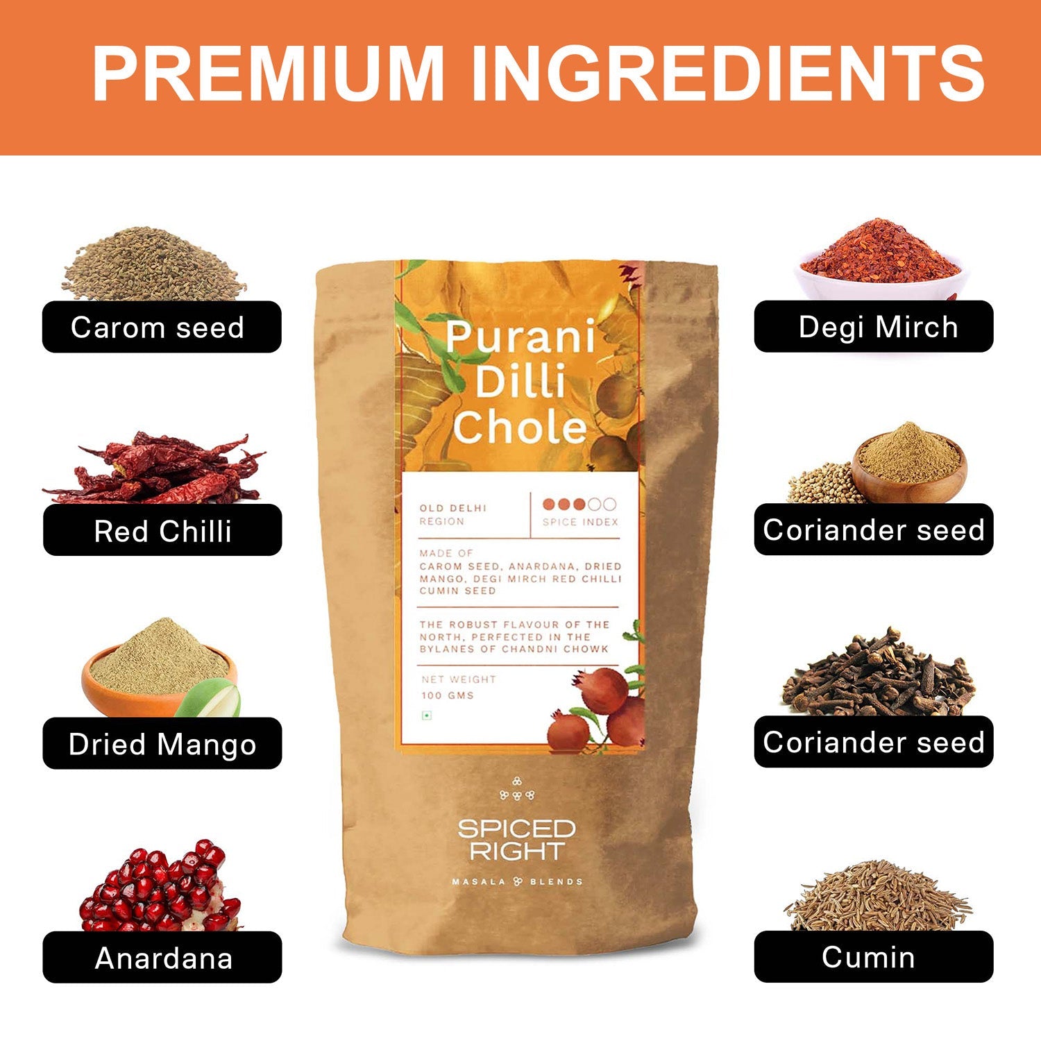 Purani Dilli Chole Masala — Old Delhi Tradition, No Fillers – Seasonings & Spices on Brown Living™. SKU: SR-PDC. Img 6.