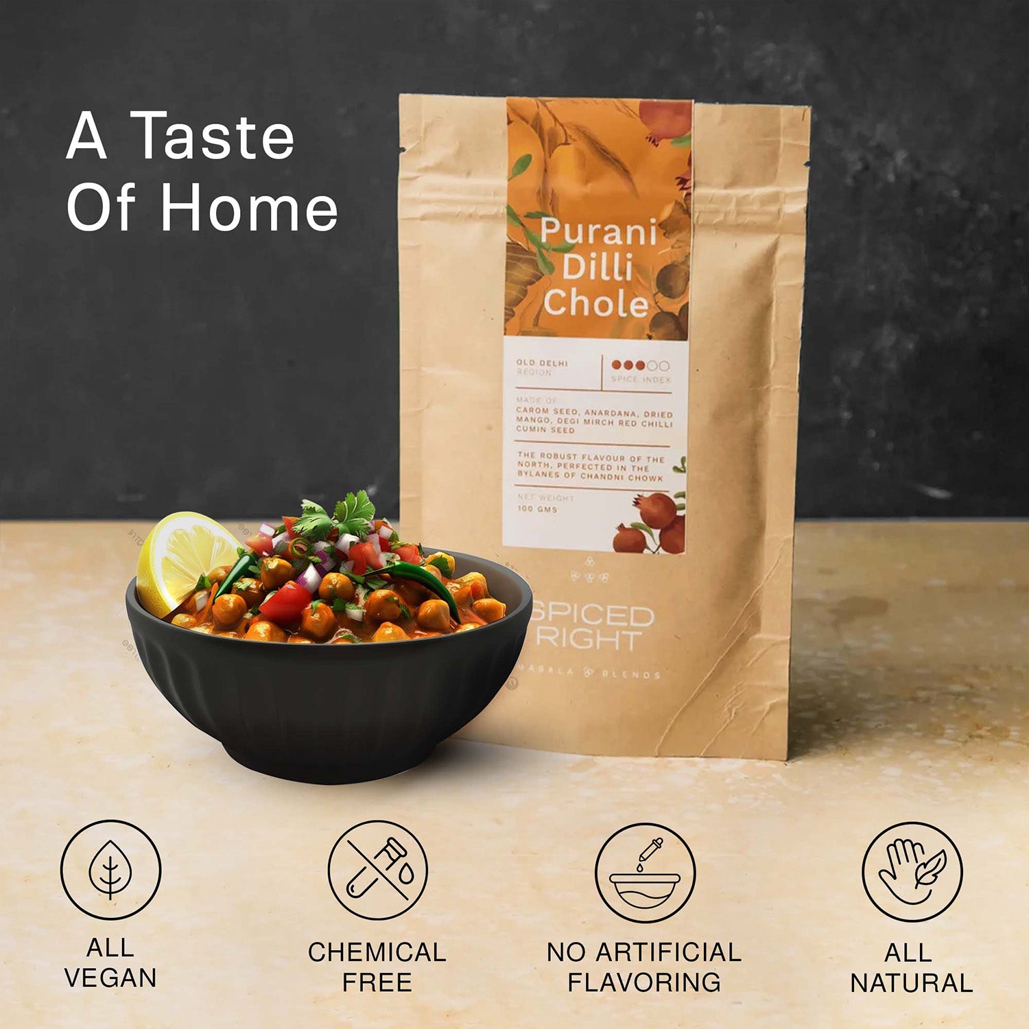 Purani Dilli Chole Masala — Old Delhi Tradition, No Fillers – Seasonings & Spices on Brown Living™. SKU: SR-PDC. Img 4.