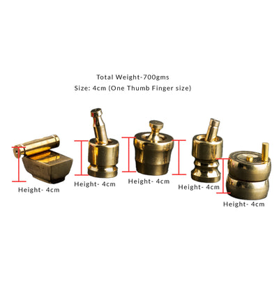Pure Brass Traditional Vastu Pooja and Grahapravesam Set of 5 – Home Decor on Brown Living™. SKU: PBTVPG-set-of-5-700gm-packof5. Img 3.