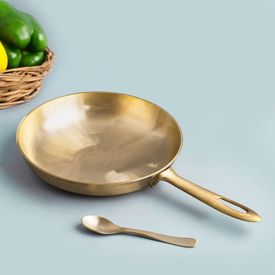 Pure Bronze Handmade Sauté/ Fry Pan – Cookware on Brown Living™. SKU: Bronze - Saute/frypan - 1000g - packof1. Img 2.