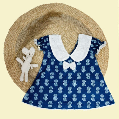 Pure Cotton Baby Dress with Printed Design – Kids Frocks & Dresses by Stotra available on Brown Living™. Large 6 - 12M. SKU: STRCOTFROOWL06 - L. Img 7.