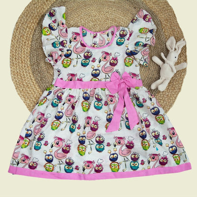 Pure Cotton Baby Dress with Printed Design – Kids Frocks & Dresses by Stotra available on Brown Living™. Large 6 - 12M. SKU: STRCOTFROOWL06 - L. Img 9.