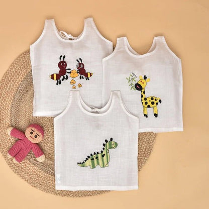 Pure Cotton Baby Jabla Combo Set – Animal Embroidery – Kids Daywear Sets by Stotra available on Brown Living™. Small Tiny Safari. SKU: ST - TS - S. Img 2.