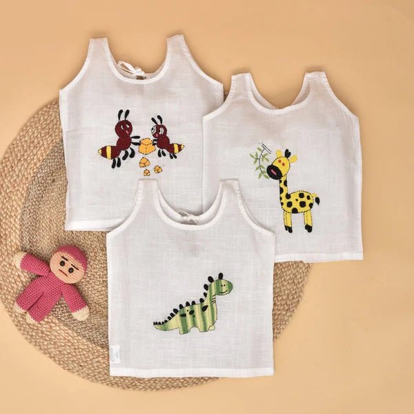 Pure Cotton Baby Jabla Combo Set – Animal Embroidery – Kids Daywear Sets by Stotra available on Brown Living™. Small Tiny Safari. SKU: ST - TS - S. Img 2.