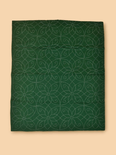 Pure Cotton Floral Hand Embroidered Baby Nakshi Kantha – Baby Swaddle by Stotra available on Brown Living™. Green . SKU: ST - KAN - GREEN - 02. Img 5.