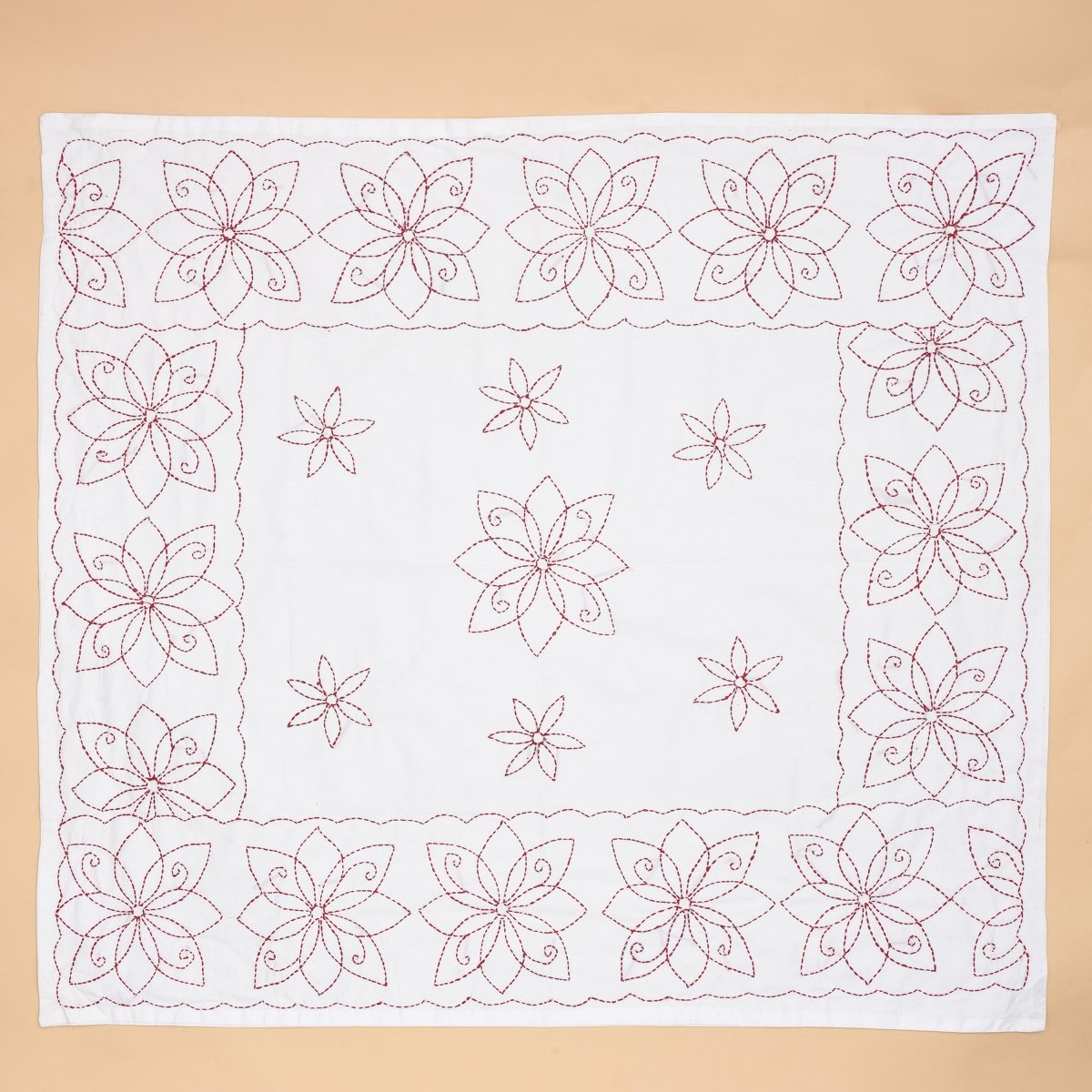 Pure Cotton Floral Hand Embroidered Baby Nakshi Kantha – Baby Swaddle by Stotra available on Brown Living™. White . SKU: ST - KAN - WHITE - 04. Img 4.