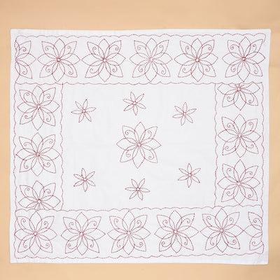 Pure Cotton Floral Hand Embroidered Baby Nakshi Kantha – Baby Swaddle by Stotra available on Brown Living™. White . SKU: ST - KAN - WHITE - 04. Img 4.