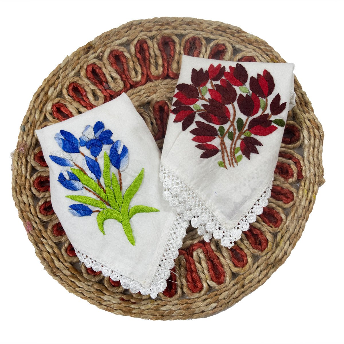 Pure Cotton Hand Embroidered Women’s Handkerchiefs – Handkerchiefs on Brown Living™. SKU: ST-HANKIE-01. Img 3.