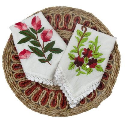 Pure Cotton Hand Embroidered Women’s Handkerchiefs – Handkerchiefs on Brown Living™. SKU: ST-HANKIE-03. Img 4.