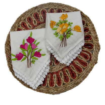 Pure Cotton Hand Embroidered Women’s Handkerchiefs – Handkerchiefs on Brown Living™. SKU: ST-HANKIE-06. Img 2.